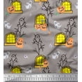 thumbnail image 1 of Soimoi Viscose Chiffon Fabric Haunted House,Pumpkin & Ghost Halloween Print Sewing Fabric Yard 42 Inch Wide, 1 of 1