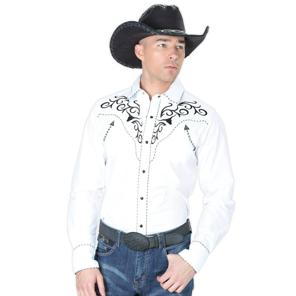 Men's Shirt Embroidered Western Cowboys El General. Camisa Vaquera de ...