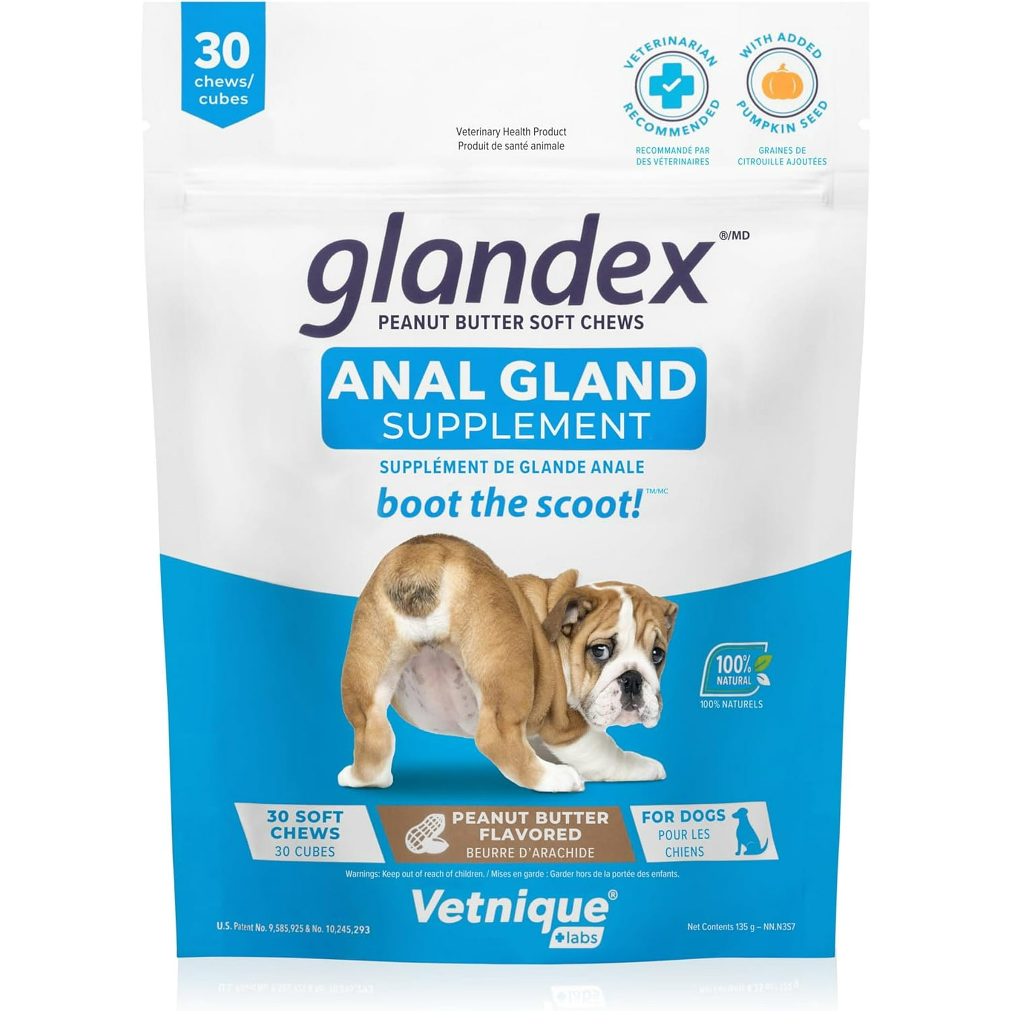 Glandex Anal Gland Soft Chew Treats with Pumpkin for Dogs Chews with Digestive Enzymes Probiotics Fiber Supplement for Dogs Vet Recommended Boot The Scoot 30ct Chew Walmart