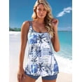 thumbnail image 2 of Women Two Piece Tankini Swimsuit Tummy Control Long Torso Top and High Waisted Boyshorts Bathing Suits, 2 of 6