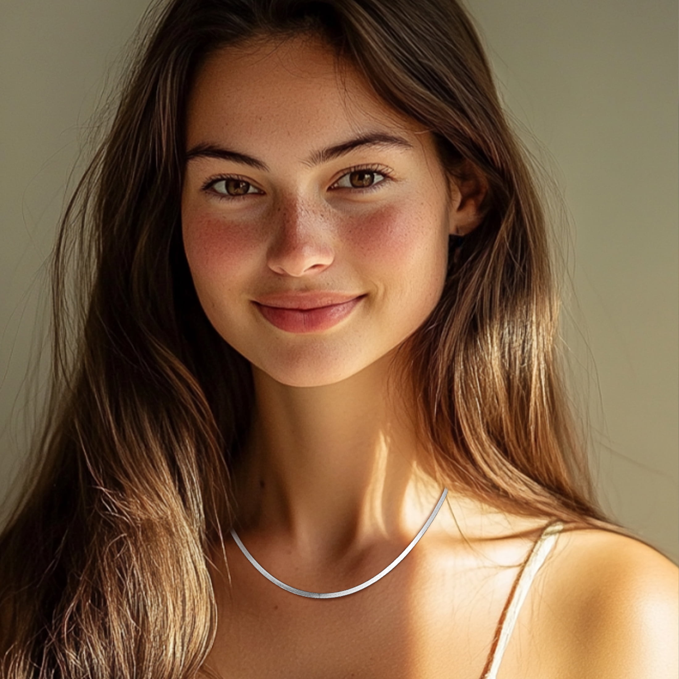Bestyle Snake Chain Necklace for Women Dainty Herringbone Choker Stainless Steel Necklaces Everyday Wear Mother's Day Jewelry (3mm, 12.5")
