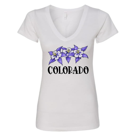 Inktastic Colorado Columbine Flowers Women's V-Neck T-Shirt