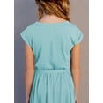 thumbnail image 4 of Asyoly Girls Summer Ruffle Trim Dress Solid Color A-line Swing Flared Belted Casual Party Dress, 4 of 5