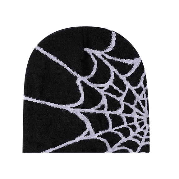 TELOLY Beanies Hats Men,Black Gray Spider Web Print Knitted Unisex Beanie Hat for Men Women,Winter Warm Hat Skull Cap