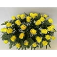 thumbnail image 5 of Door and Decor 20” Artificial Yellow Rose Cemetery Saddle Headstone Bouquet (2 Count), 5 of 5