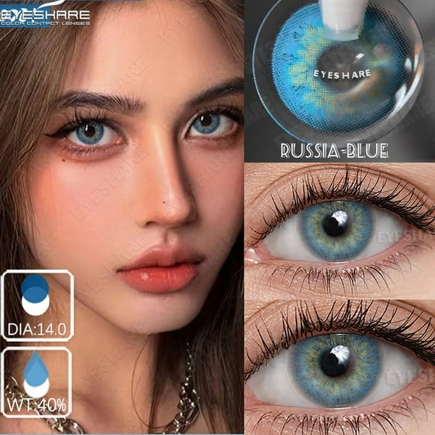 AMARA 1 Par De Lentes De Contacto Coloridos , Estilo Popular , Suaves De Uso De 1 Año De Lente Fáciles De Usar Marrón Azul , (COD Y Entrega Rápida)