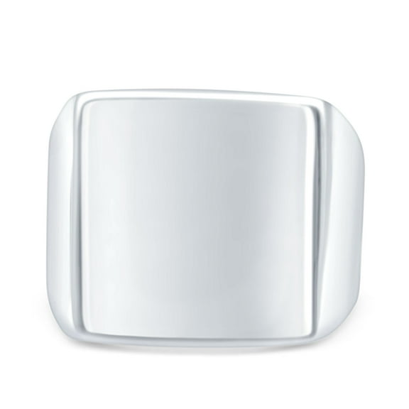 16mm Signet Simple Plain Band Polished Solid 925 Sterling Silver Men Ring Size 7