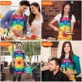 thumbnail image 4 of Rainbow Tie Dye Mandala Pattern Apron-Garden Aprons for Women with Pockets-Cotton Linen Waterproof Kitchen Cooking Gardening Aprons Adjustable for Kitchen,Cooking,BBQ and Salon 33x27 Inch, 4 of 7