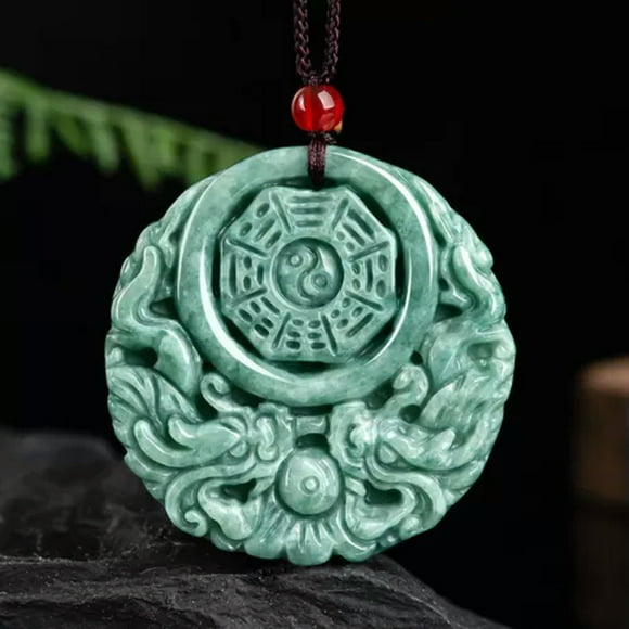 HOOUN Burmese Jade Dragon Pendant Necklace Emerald Green Jadeite Natural Jewelry