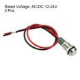 thumbnail image 3 of Uxcell AC/DC 12V/24V 8mm Flush Panel Mount White Indicator Light with 150mm Cable, 2 Pack, 3 of 5