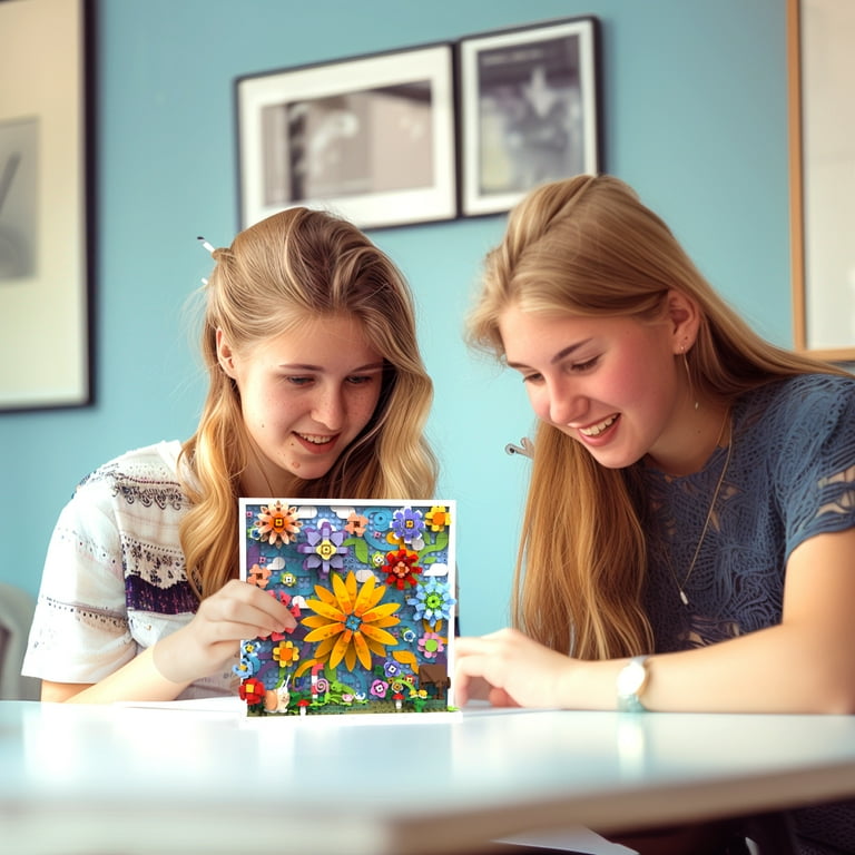 Micro Brick Flower World Building Set, 3D Floral Wall Art