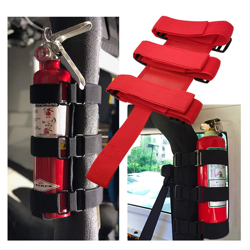 Qiilu Fire Extinguisher Belt Auto Car Fire Extinguisher Fixing Holder Belt Adjustable Strap Fit for Gladiator Red 