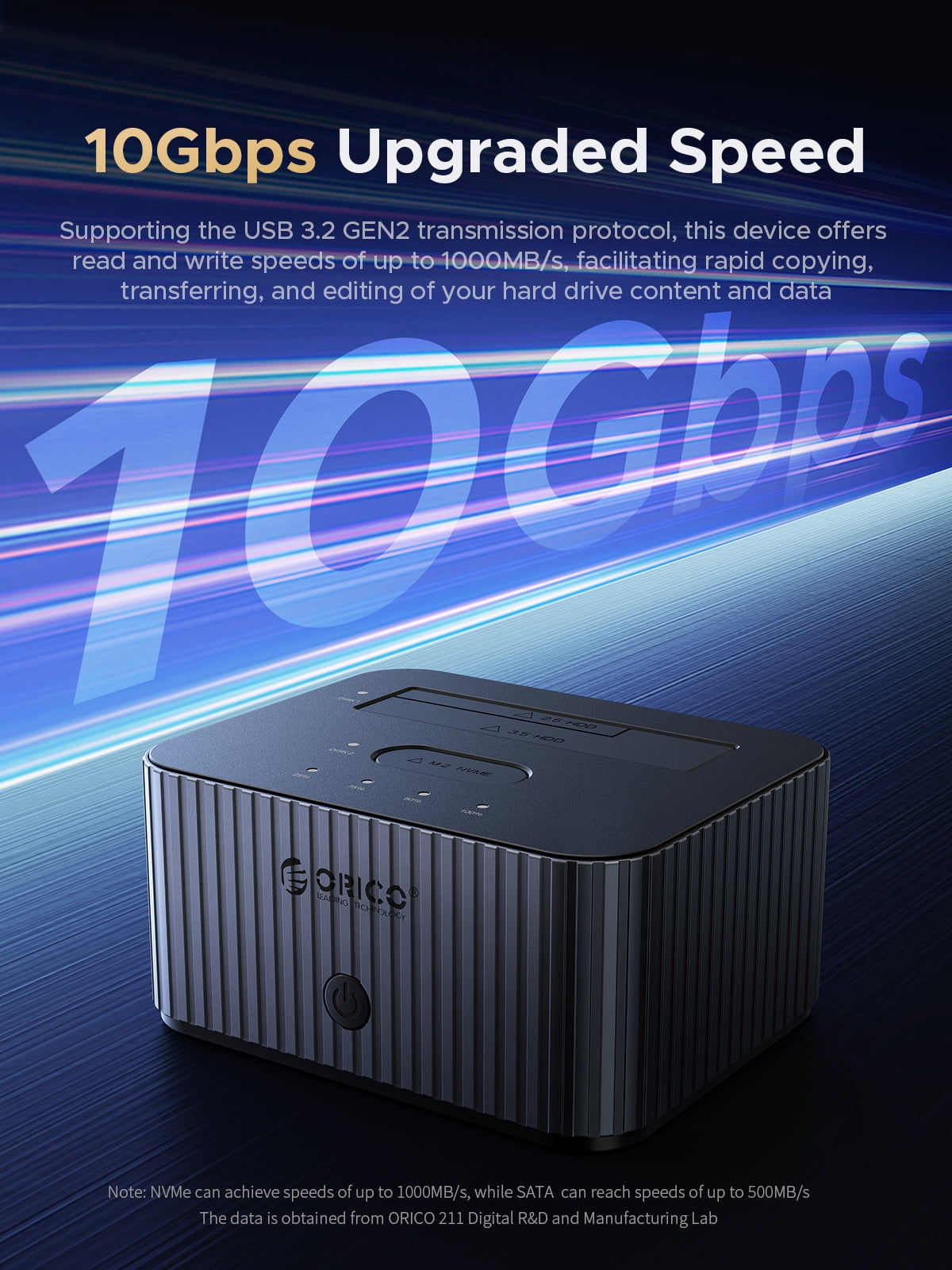 ORICO M.2 NVMe SATA SSD Enclosure Docking Station 10Gbps External SSD Enclosure for Office & Personal Users (IT18C3)