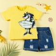 thumbnail image 3 of Jeccie Toddler Baby Boy Clothes Short Sleeve T Shirt Top Ripped Jeans Denim Shorts Summer Outfits 6-12 Months, 3 of 7
