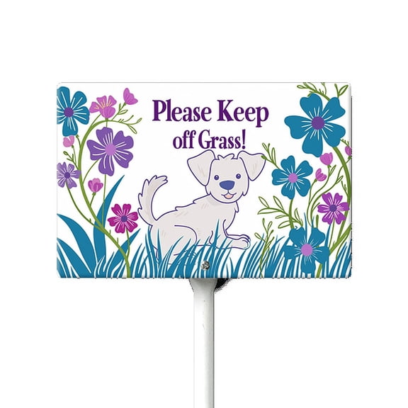Eveokoki Please Keep Off Grass Sign, 12" x8" Stay Off Grass Aluminum Signs with Metal Stakes,UV Protected,Weatherproof,Fade Resistant,Easy to Mount