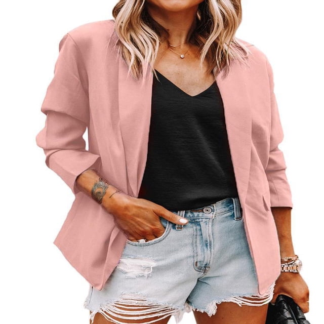 Womens Suit Coat Jacket Open Front Long Sleeve Work Office Blazer