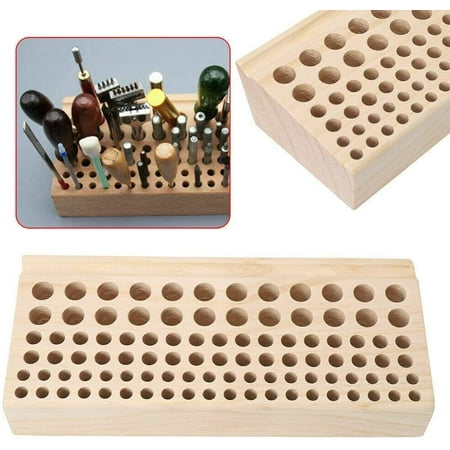 

MONIPA Wooden Leather Punch Craft Tool Rack 98 Hole Leather Crafts Tool Holder