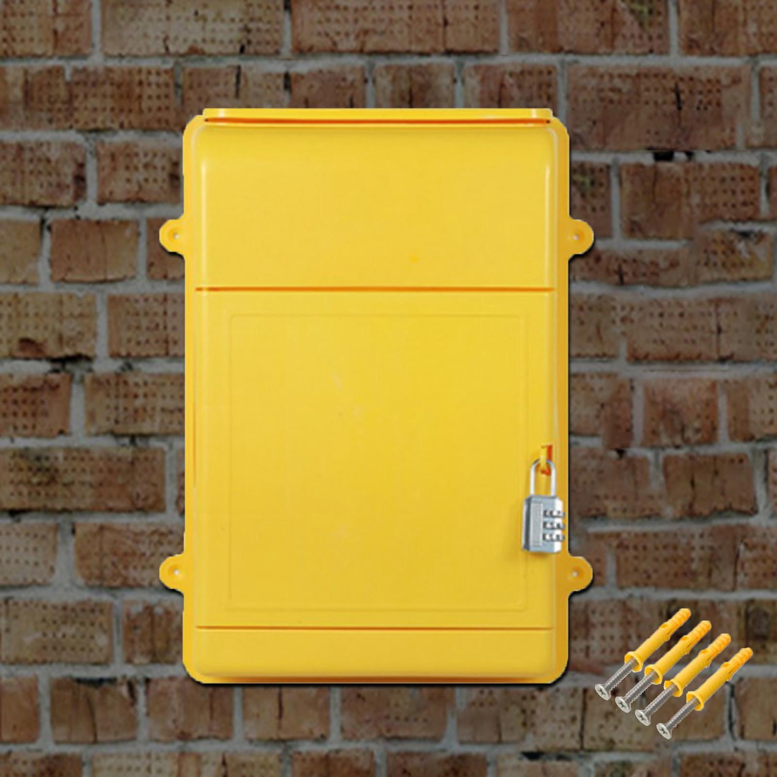 Baoblaze Wall Hanging Mailbox Post Box with Code Lock 34.5x26x10cm for Hotel Business Yellow