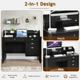 thumbnail image 3 of Catrimown Computer Desk, 47.5 in Desk with 4 Drawers, Home Office Desk with Monitor Stand, Matte Black, 3 of 7