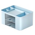 thumbnail image 1 of Organizador de escritorio FloreceBien con 2 cajones, portalápices para escritorio, organizador de suministros de escritorio para oficina, hogar, suministros de arte, 19,5 x 14 x 10 cm, azul, 1 of 5