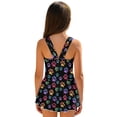 thumbnail image 2 of COEQINE Girls Bathing Suit One Piece with Full Coverage Skirt & Built-in Panty, Scoop Neck Tankini Style Cute Swimsuit, for Active Girls 12-13 Years, Colorful Paw Print, 2 of 8