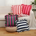 thumbnail image 6 of Striped Velvets Cushion Cover With Ruffled Edges Soft Polyester Fabric Stylish Home Decors Square Throw Pillow Case, 6 of 9