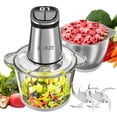 thumbnail image 1 of Electric Food Processor Meat Grinder 800W 2x12cups LED Timer Electric Food Chopper Vegetable chopper 3 layers 6 blades for Mincing Puree for home use kitchen aid for pet food,, 1 of 6