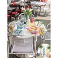 thumbnail image 5 of Outdoor Tablecloth with Umbrella Hole for Patio/Picnic/Party/Camping, Summer Surfboard Waterproof Table Cloth Round Cover Washable, Tropical Palm Tree Swimming Ring Slippers (Dia 60"), 5 of 9
