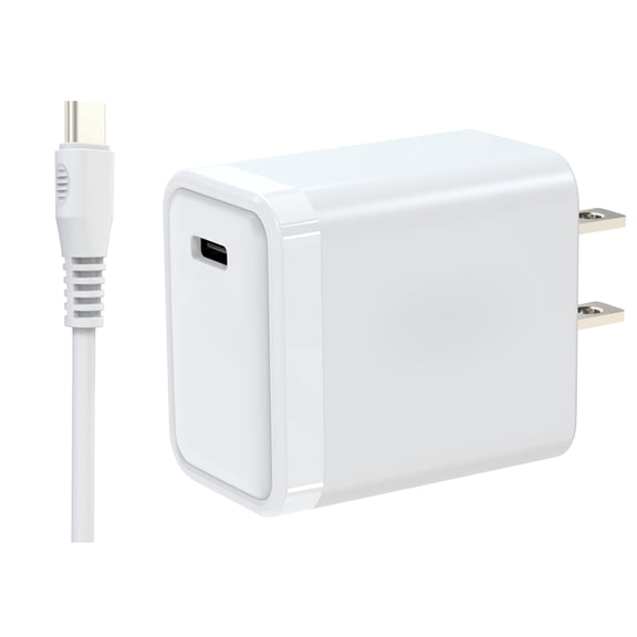 20W USB-C PD Fast Wall Charger, Compact Power Adapter for iPhone 16/15/14, iPad & Samsung with 2 Charging Cable