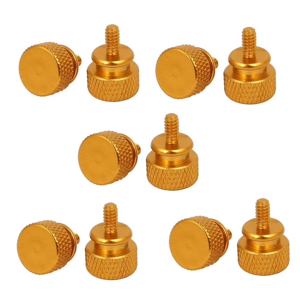 Tornillos de pulgar estriados completamente roscados para caja de computadora PC tono dorado 6#-32 10 piezas
