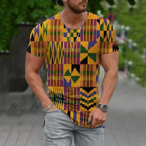 WAENQINLA Mens Shirts Big and Tall Summer Funny Pattern Short Sleeve Tees Slimfit Muscle Crewneck T-Shirt, S-5XL