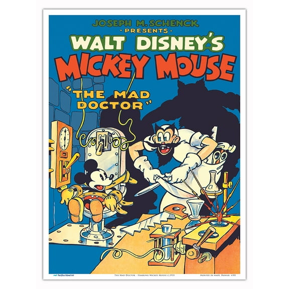The Mad Doctor - Starring Mickey Mouse - Vintage Film Movie Poster c.1933 - Master Art Print (Unframed) 9in x 12in