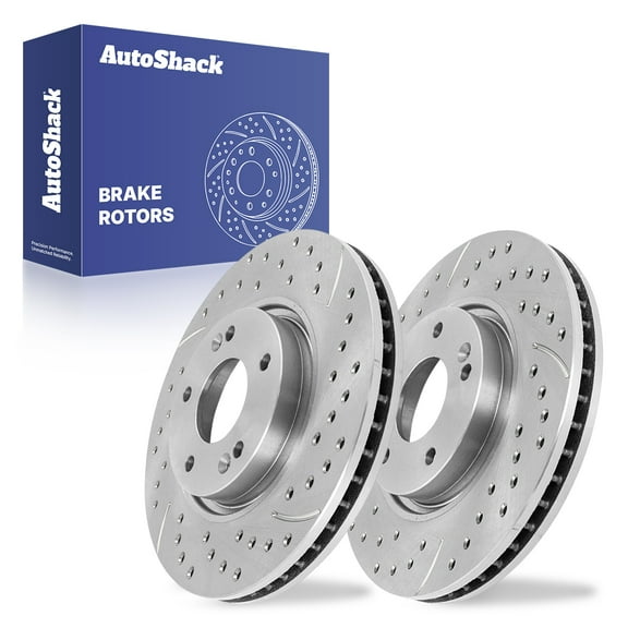 AutoShack Front Brake Rotors for Hyundai & Kia, Sonata 2006-2019 Optima 2011-2020, FWD L4 1.6L 2.0L 2.4L V6 3.3L - Silver Zinc Coated Drilled & Slotted - SilverShield Pro - 11.81" (300 mm), 5-Lug
