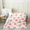 thumbnail image 2 of Kids Pink Peach All Season Bed Blanket Twin 60"x80" Cute Fruit Plush Throw Blanket Kawaii Cartoon Fruit Flannel Fleece Blanket Rainbow Decor Fashion, 2 of 5