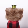 thumbnail image 6 of Cheers.US 3Pcs/Set Christmas Buffalo Plaid Wine Bottle Cover Decorative Wine Bottle Sweater with Faux Fur Collar Holder Bags for Xmas Party Decoration, 6 of 7