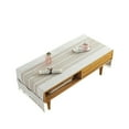 thumbnail image 2 of Shengyu 1/2/3/5 Cotton Linen Tablecloth Rectangular TV Cabinet Coffee Desktop Fringe Waterproof Table Cloth for Dining Hall Garden 50*145cm,Island/Beige coffee 1 Pc, 2 of 6