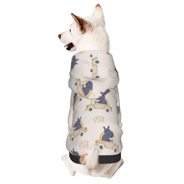 Balery Hippos Driving A Car Sudadera con Capucha para Perros Pequeños – Ropa para Mascotas, Disfraz para Perros y Gatos, Ideal para Fiestas y Cosplay-X-Large