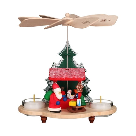 Alexander Taron 7" Brown and Red Christian Ulbricht Santa and Toys Pyramid Candle Holder Decoration