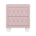 thumbnail image 5 of Velvet Upholstered Nightstand, Mid Century Modern Nightstand with 2 Drawers & Crystal Handles, Button-Tufted Storage Bedside Table for Bedroom, Easy Assembly (Pink), 5 of 6