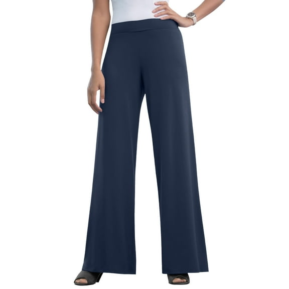 Jessica London Women's Plus Size Petite Stretch Knit Wide Leg Pant