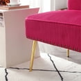 thumbnail image 5 of 46.5 Inch Pleated Velvet Upholstered Bench, Modern Tufted Dining Bench Loveseat Couch with Backrest and Metal Legs, Padded Bed End Bench Chair for Entryway Living Room Bedroom, Red, 5 of 5