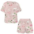 thumbnail image 3 of Flamingo Pattern 2 Pack Women’s Pajama Set Print Sleepwear And Shorts Y2k Loungewear Sets S-5XL, 3 of 7