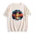 thumbnail image 5 of Pxxlle Hawaii Graphic Tees for Women Casual Short Sleeve Going Out Beach Tshirts Loose Fit Round Neck Vacation Tops (Beige XXL), 5 of 5