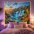 thumbnail image 2 of Waterfall Rainbow Alpine Valley with Evergreens, Serene Watercolor for Nature Lovers, Scenic Landscape Decor, Thank You Gift, Tapestry Wall Hanging for Bedroom and Living Room, 2 of 7