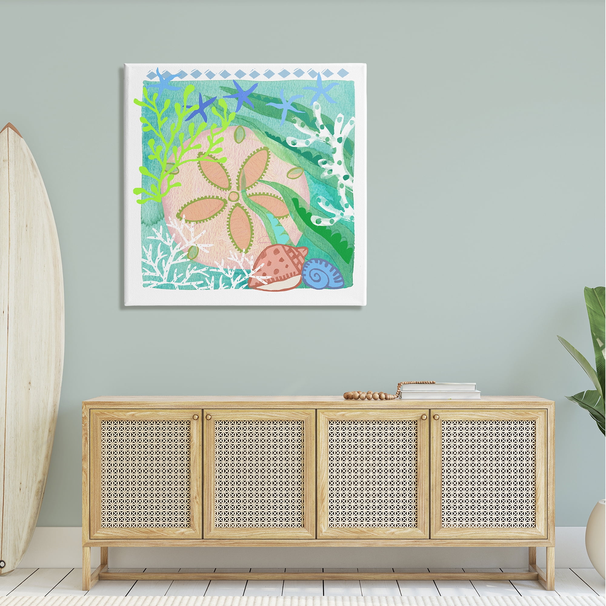Stupell Industries Ocean Sand Dollar Collage Seashells Coral Pattern Graphic Art Gallery Wrapped Canvas Print Wall Art, Design by unknown