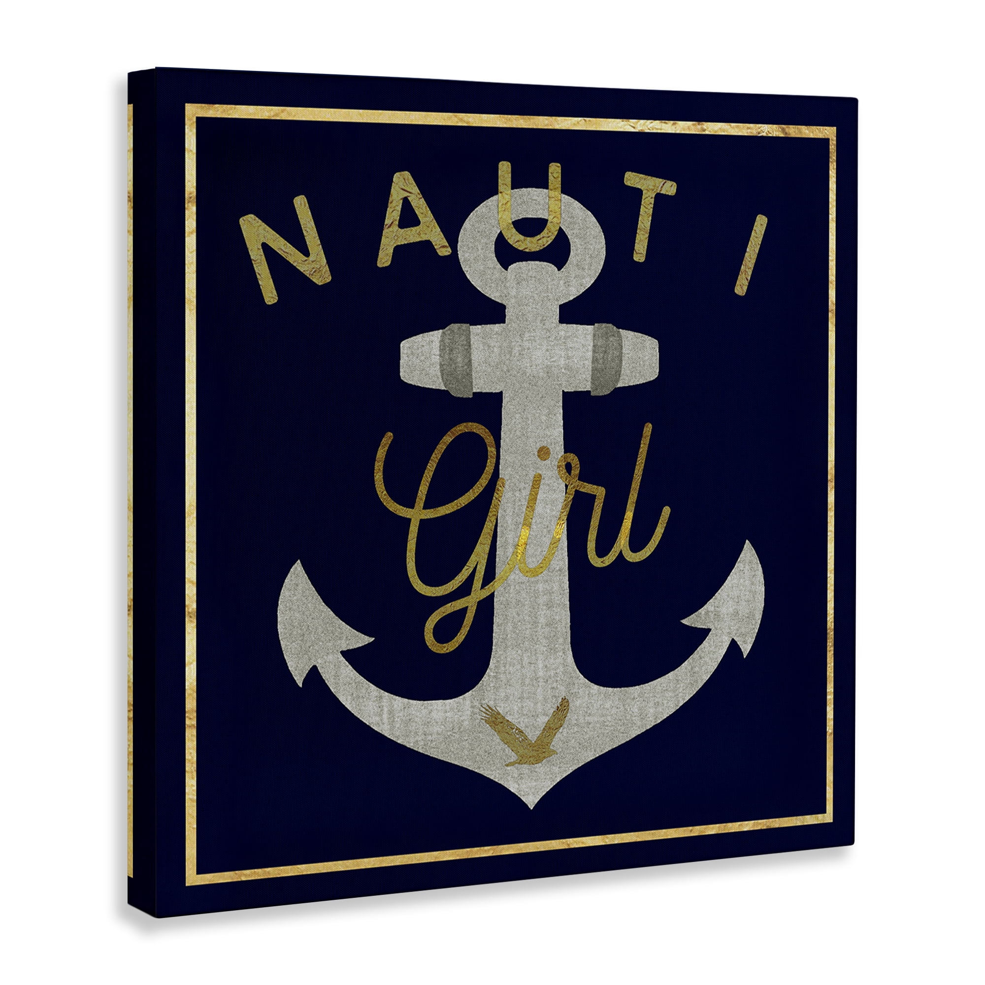 Stupell Industries Nauti Girl with Anchor Novelty & Humor Painting Wrapped Canvas Art Print Wall Art, 30 x 30