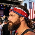 thumbnail image 6 of Qjidjing Turban Head Wrap, Wide Headband, Patriotic USA Flag Printed Non Slip Soft Fabric Bandana, for Daily Yoga, Sports Workout, 4th of July Casual Outfit, 6 of 7