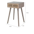 thumbnail image 5 of Gaia 28 Inch Pine Wood Side End Table, Gliding Rattan Drawer, Oak Gray, 5 of 5