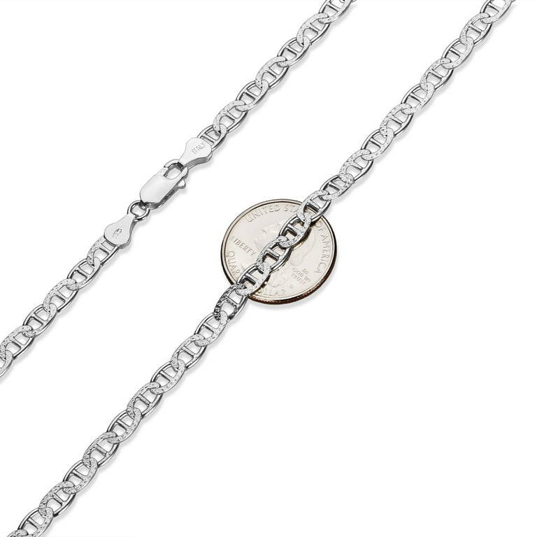 5mm-6mm .925 Sterling Silver Diamond-Cut Flat Mariner Chain Necklace or  Bracelet