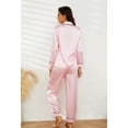 thumbnail image 2 of U2SKIIN Women Silk Button Down Pajamas Set, Long Sleeve Satin Pajamas Sleepwear Pjs Set,(Pink,M), 2 of 5